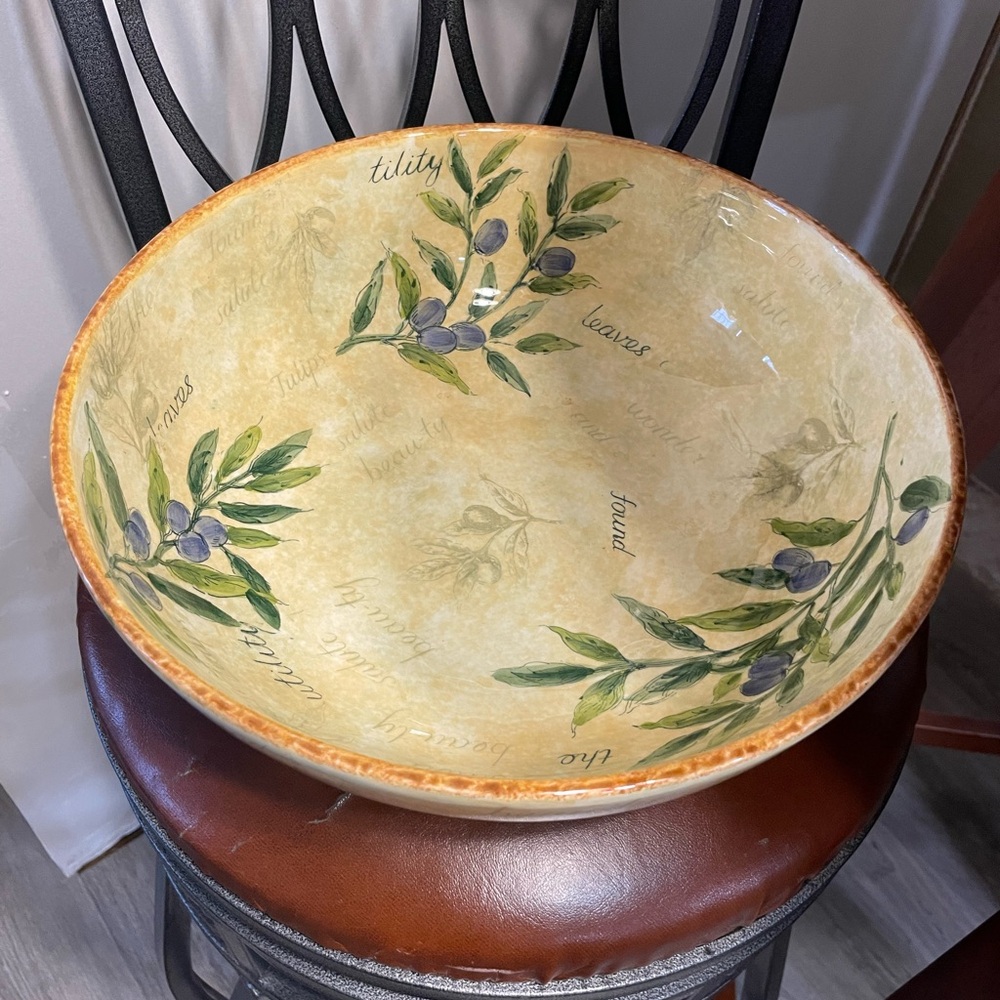 Olive Design Ceramic Italian Pasta Serving XL Rasp Bowl